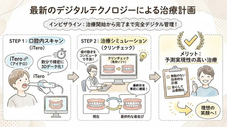 最新のデジタルテクノロジーによる治療計画の図解