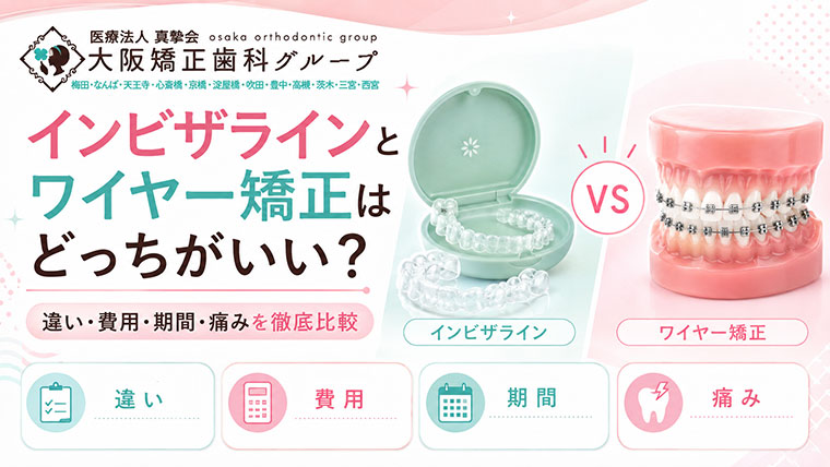 インビザラインとワイヤー矯正はどっちがいい？違い・費用・期間・痛みを徹底比較