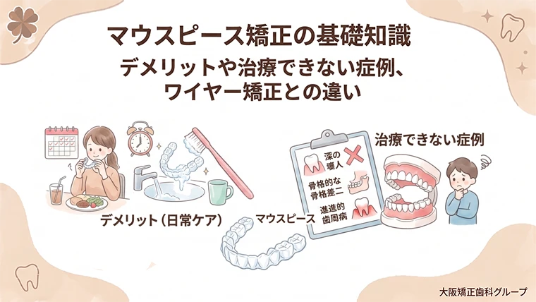 マウスピース矯正の基礎知識｜デメリットや治療できない症例、ワイヤー矯正との違い