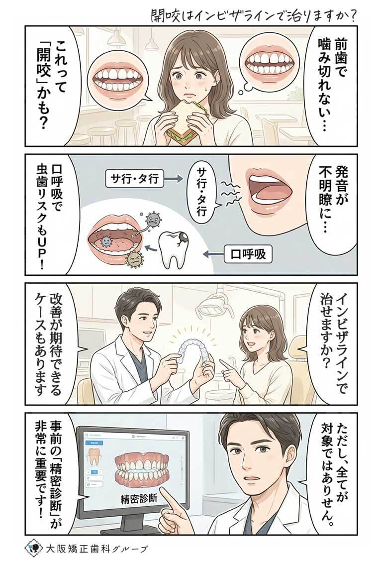 開咬はインビザラインで治りますか？