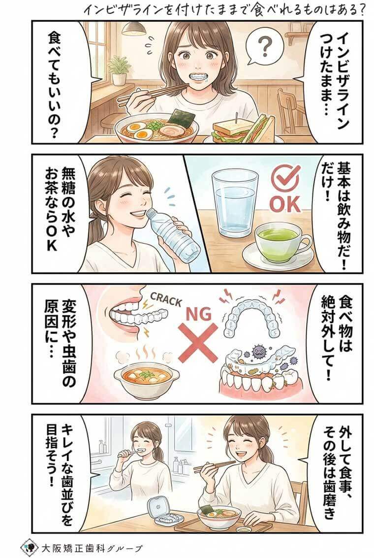 【マンガ】インビザラインを付けたままで食べれるものはある？