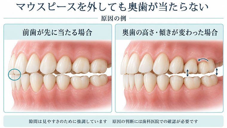 マウスピースを外しても奥歯が当たらない場合