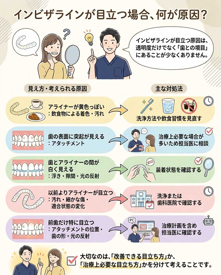 インビザラインが目立つ場合、何が原因？の図解