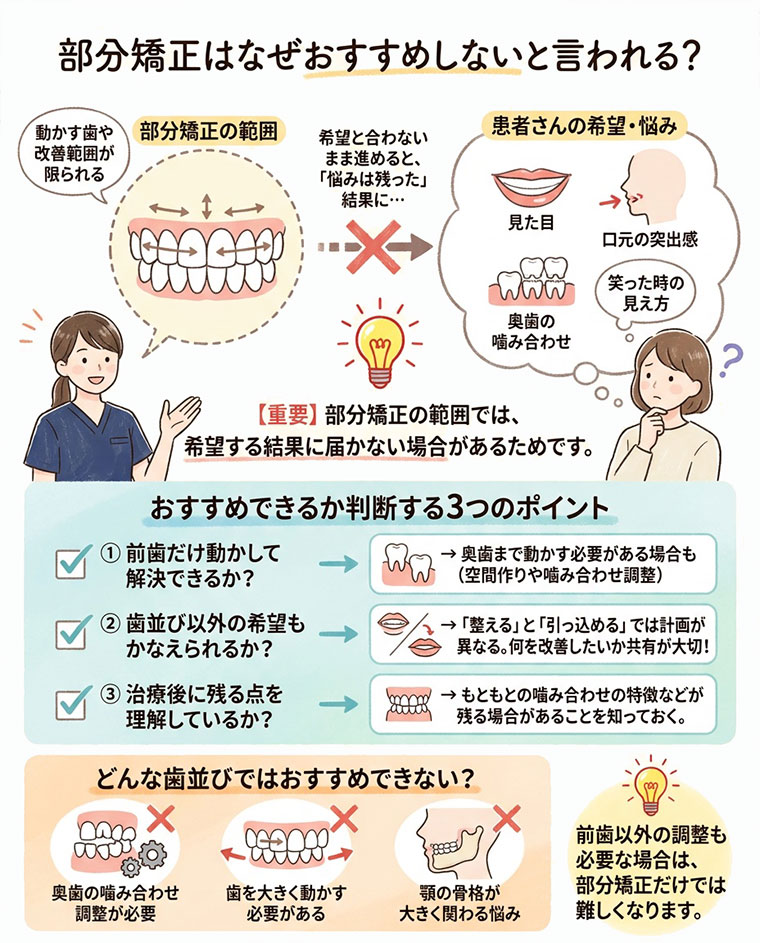 部分矯正はなぜおすすめしないと言われる？の図解