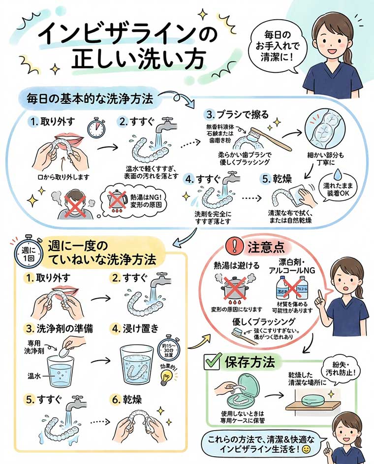 インビザラインの正しい洗い方の図解
