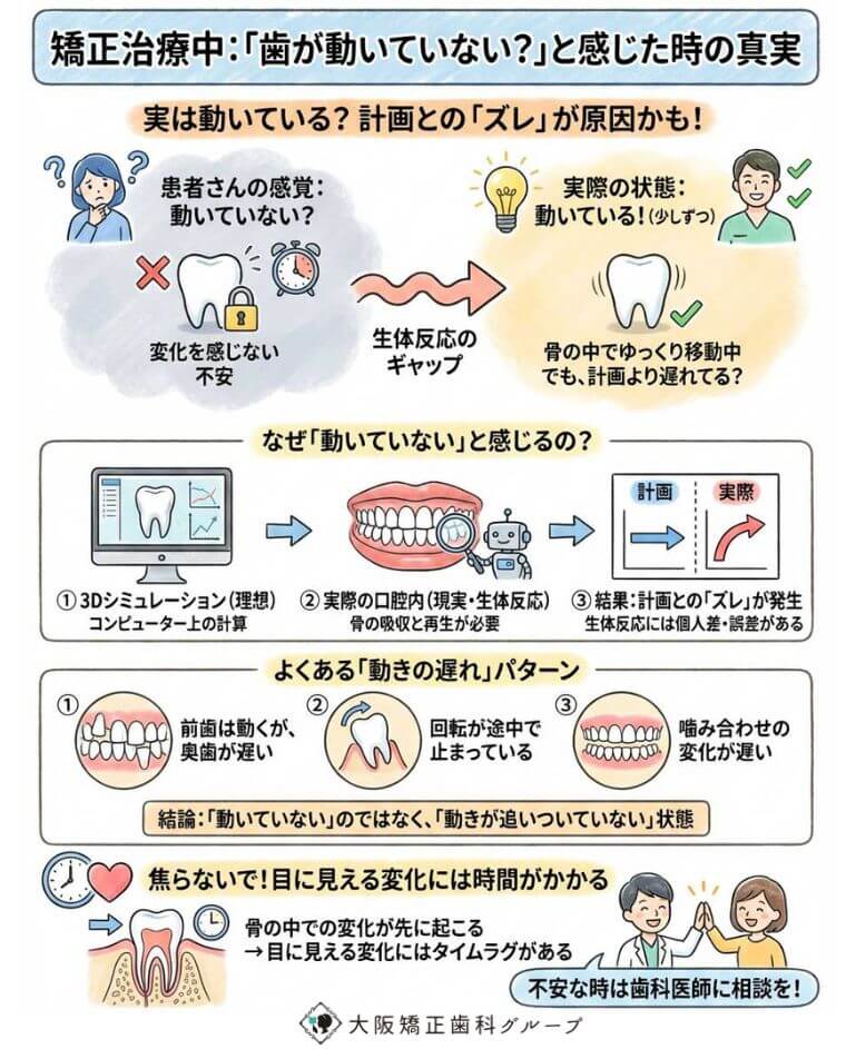 治療中に歯が動いていないと感じる時、本当に歯は動いていないのですか？