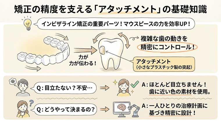 矯正の精度を支える「アタッチメント」の基礎知識の図解
