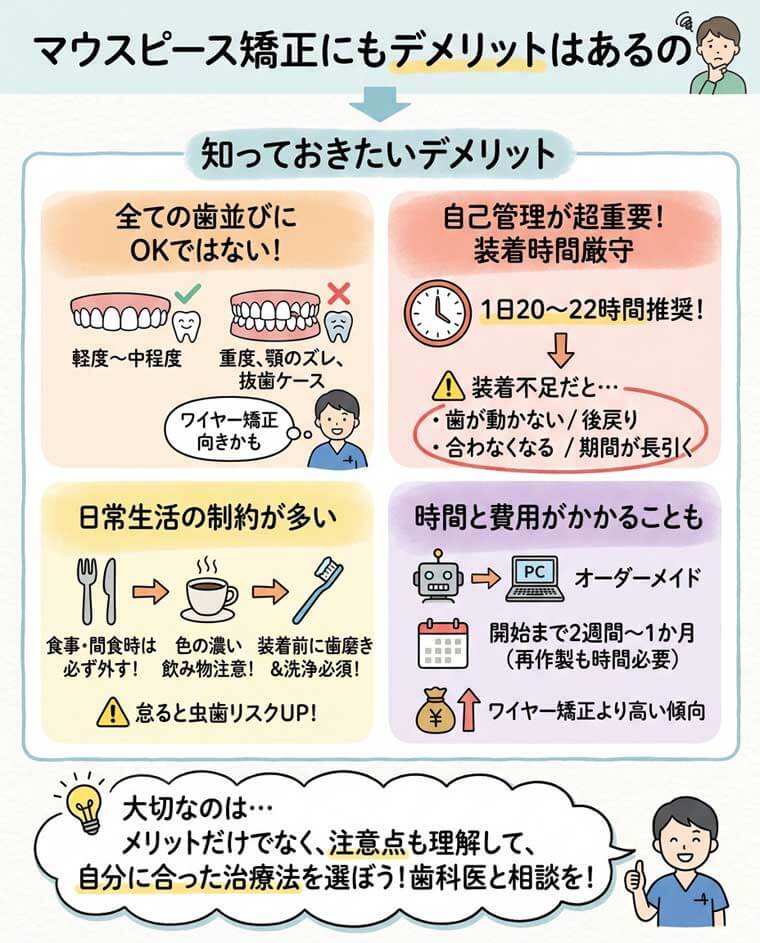 マウスピース矯正にもデメリットはあるの？の図解