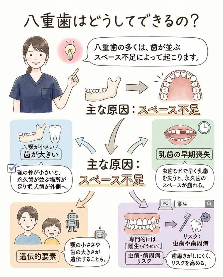 八重歯はどうしてできるの？の図解