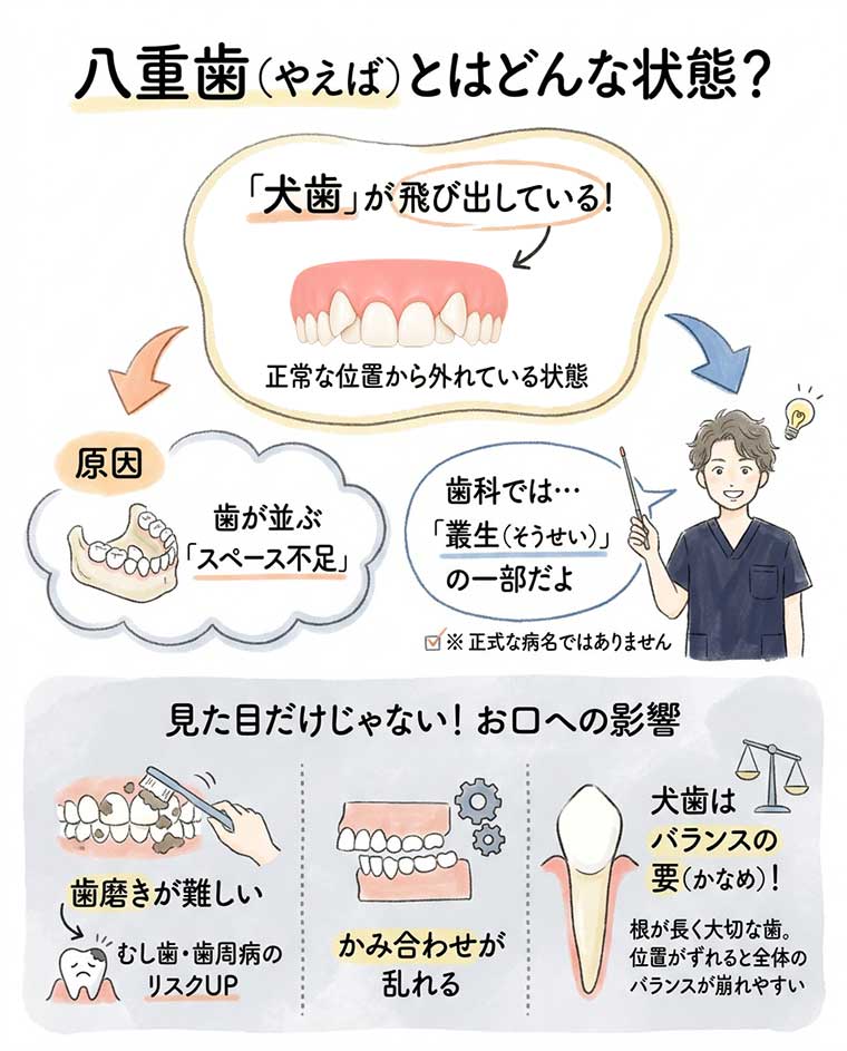 八重歯とはどんな状態？の図解