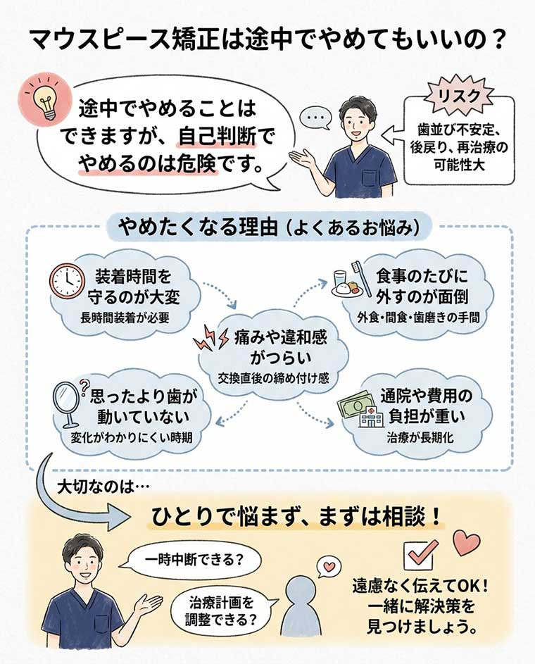 マウスピース矯正は途中でやめてもいいの？の図解