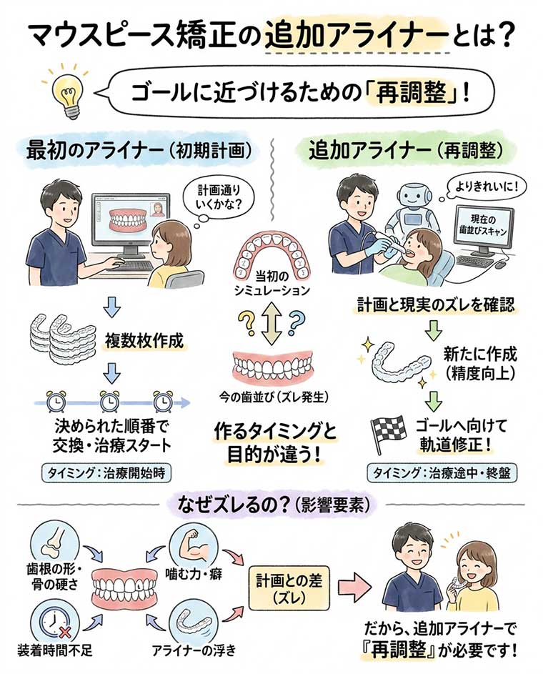 マウスピース矯正の追加アライナーとは何ですか？の図解