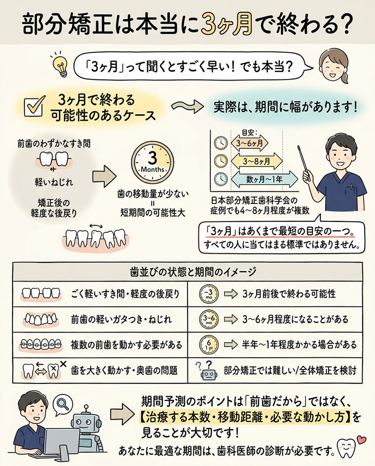 部分矯正は本当に3ヶ月で終わる？の図解