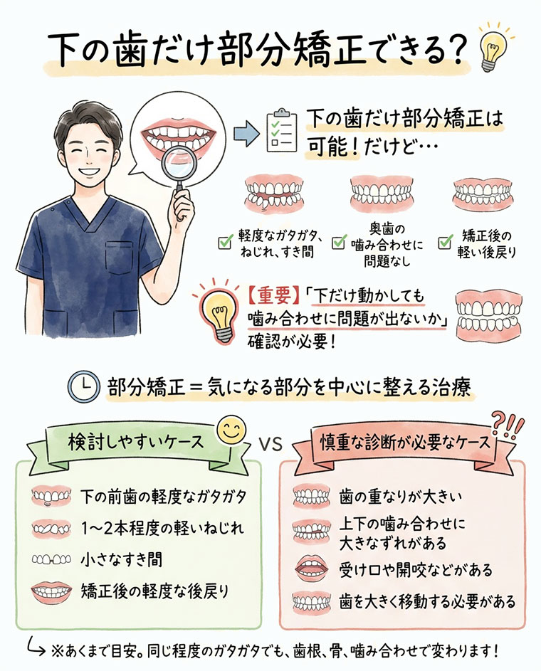 下の歯だけ部分矯正することはできるの？の図解