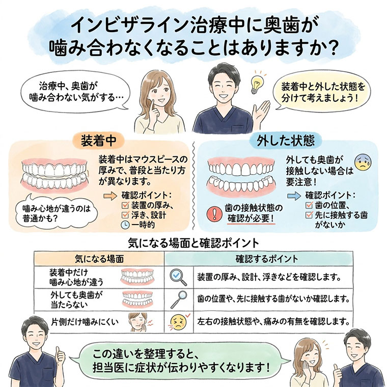 インビザライン治療中に奥歯が噛み合わなくなることはありますか？の図解