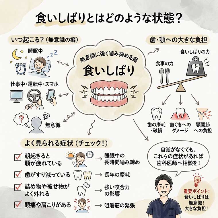 食いしばりとはどのような状態？の図解