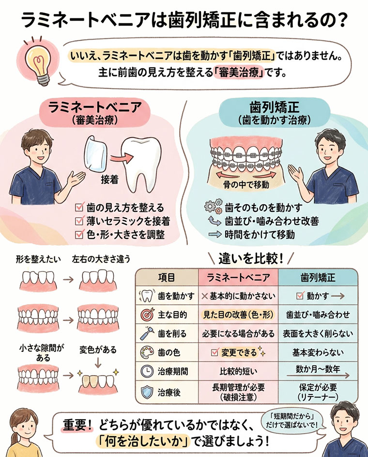 ラミネートベニアで後悔する理由は？矯正との違い・デメリット・向いて