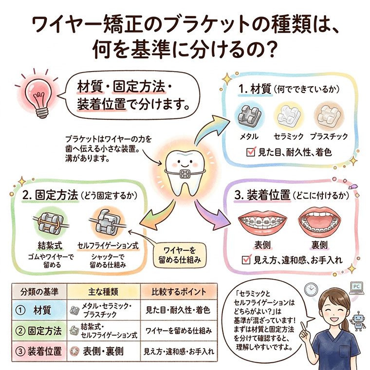 ブラケットの種類は、何を基準に分けるの？の図解