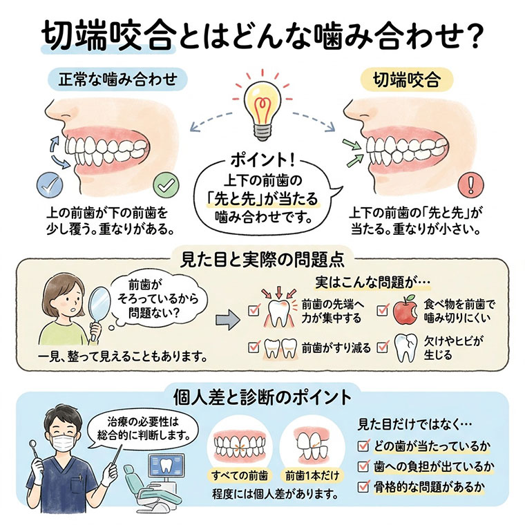 切端咬合とはどんな噛み合わせ？の図解