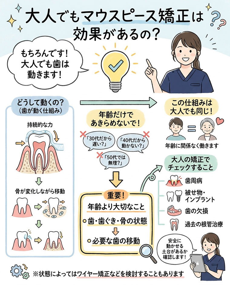 大人でもマウスピース矯正は効果があるの？の図解
