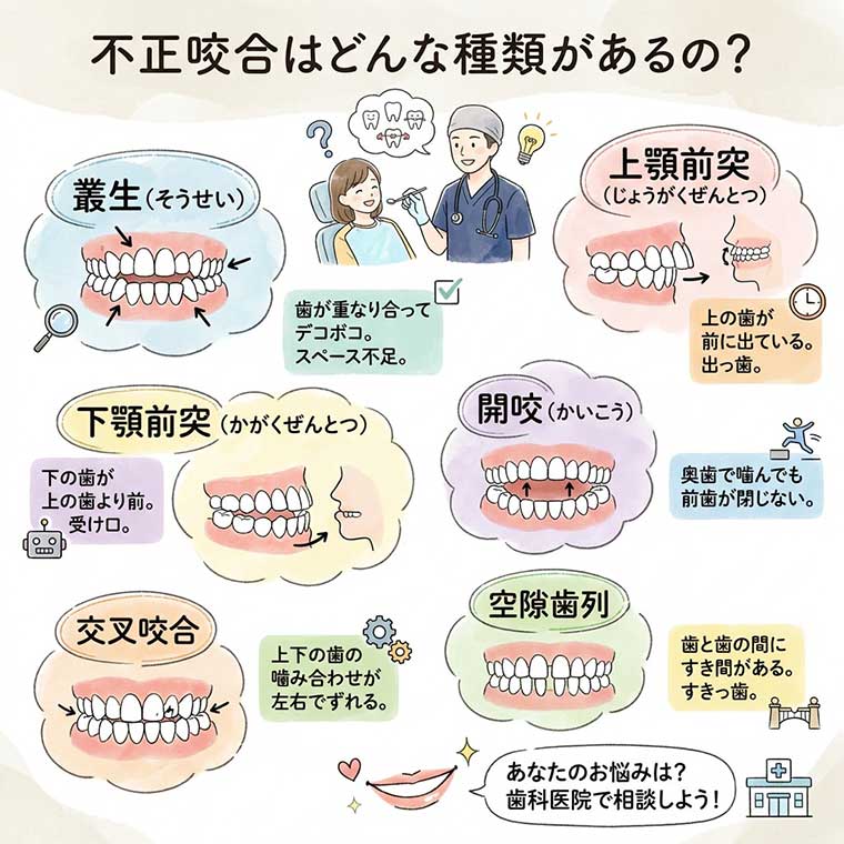 不正咬合にはどんな種類があるの？の図解