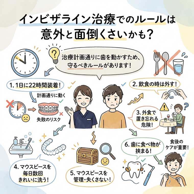 インビザライン治療でのルールは意外と面倒くさいかも？の図解