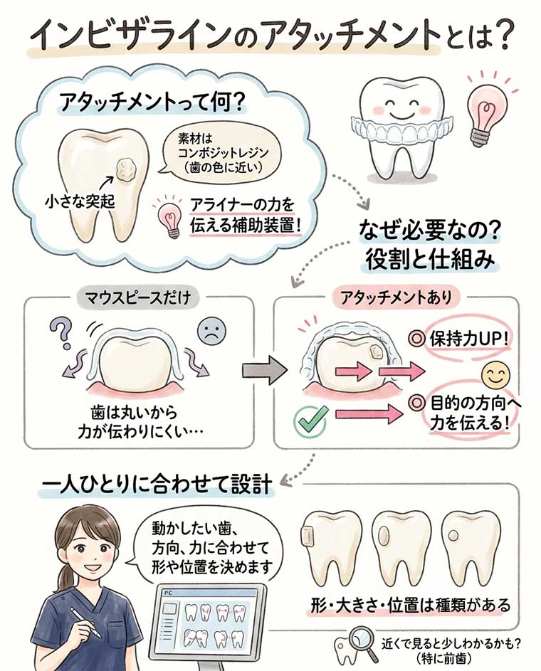 インビザラインのアタッチメントとは？の図解