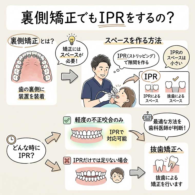 裏側矯正でもIPRをするの？の図解