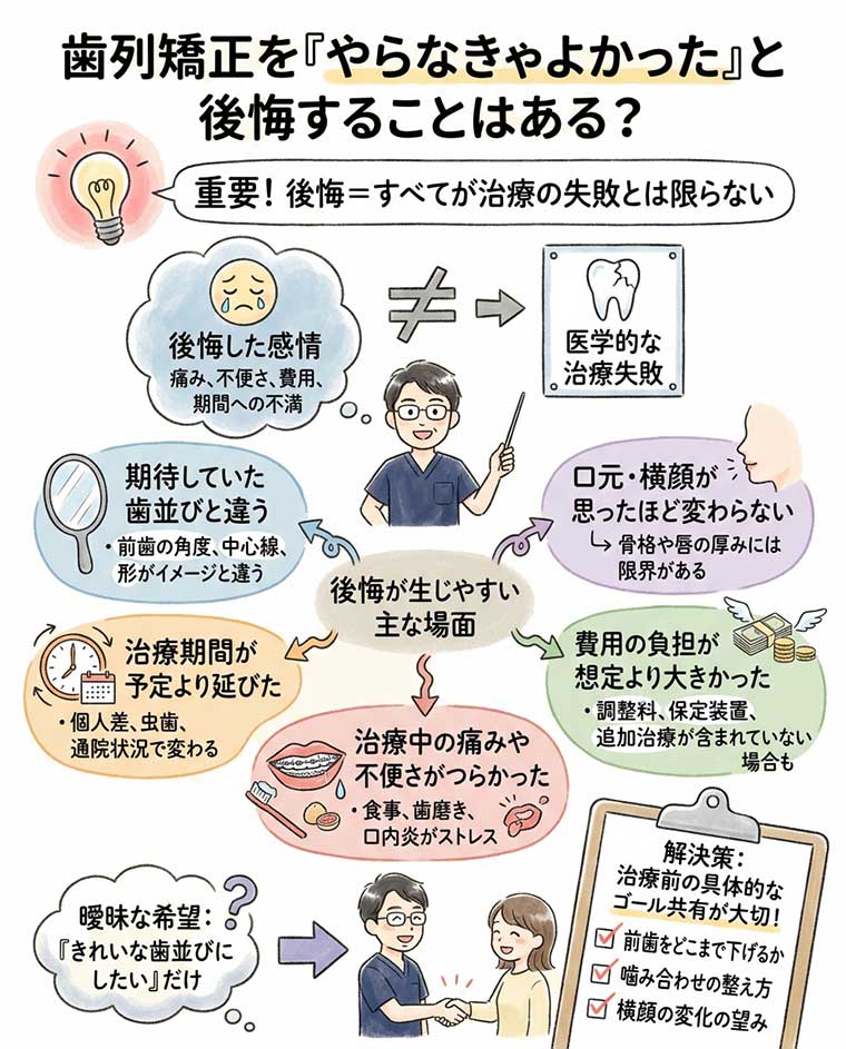 歯列矯正を「やらなきゃよかった」と後悔することはある？の図解